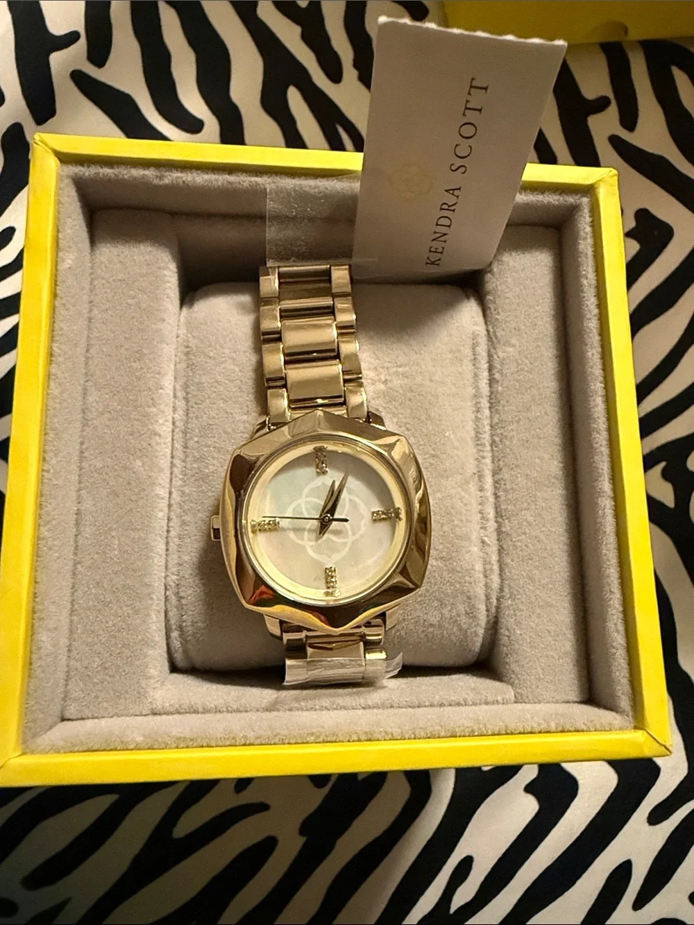 Kendra Scott Gold-Tone Mother-of-Pearl Dial Bracelet Watch